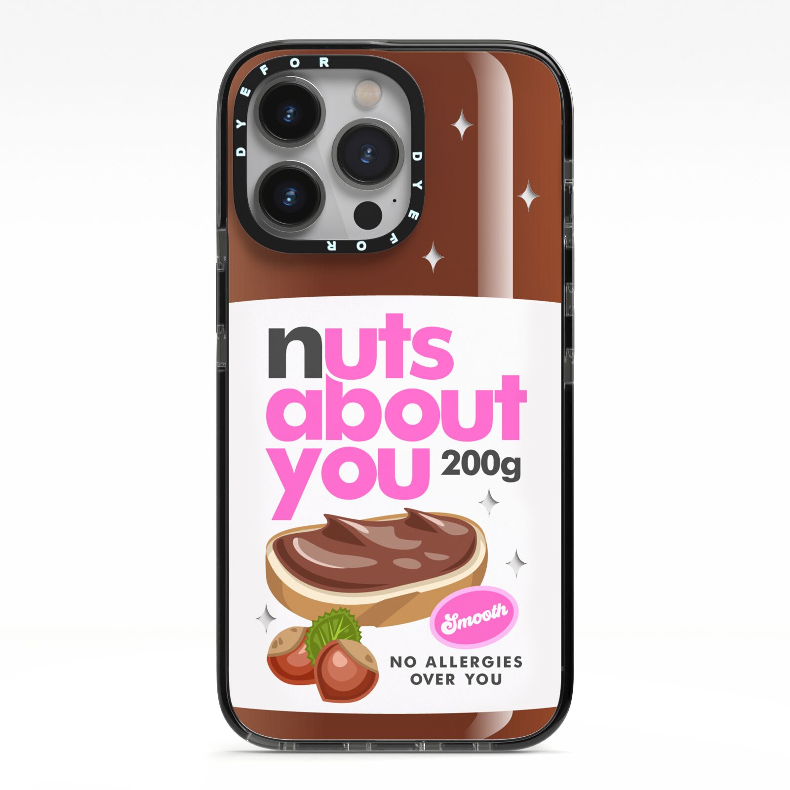 Nuts About You iPhone 13 Pro Black Impact Case on Silver phone