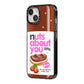 Nuts About You iPhone 14 Black Impact Case Side Angle on Silver phone