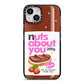 Nuts About You iPhone 14 Black Impact Case on Silver phone