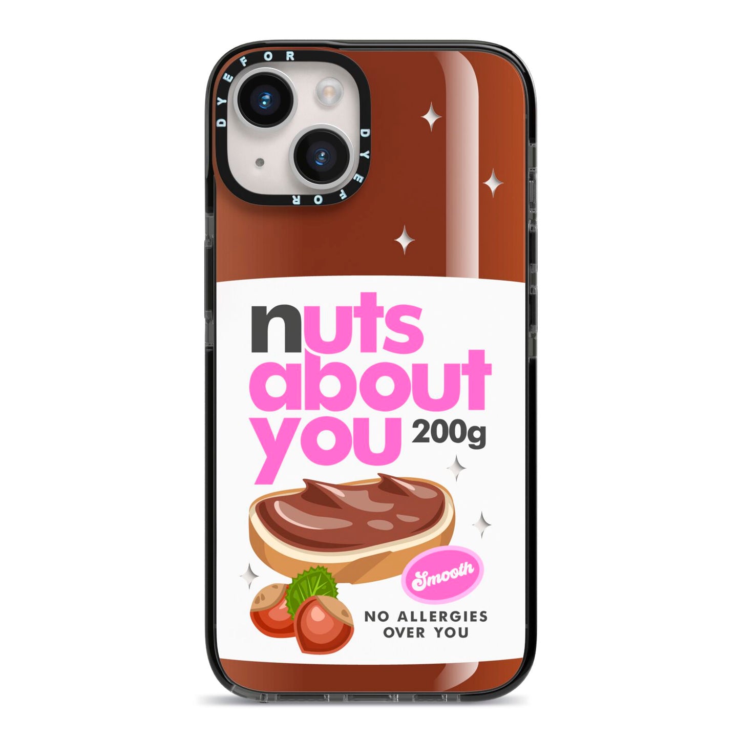 Nuts About You iPhone 14 Black Impact Case on Silver phone