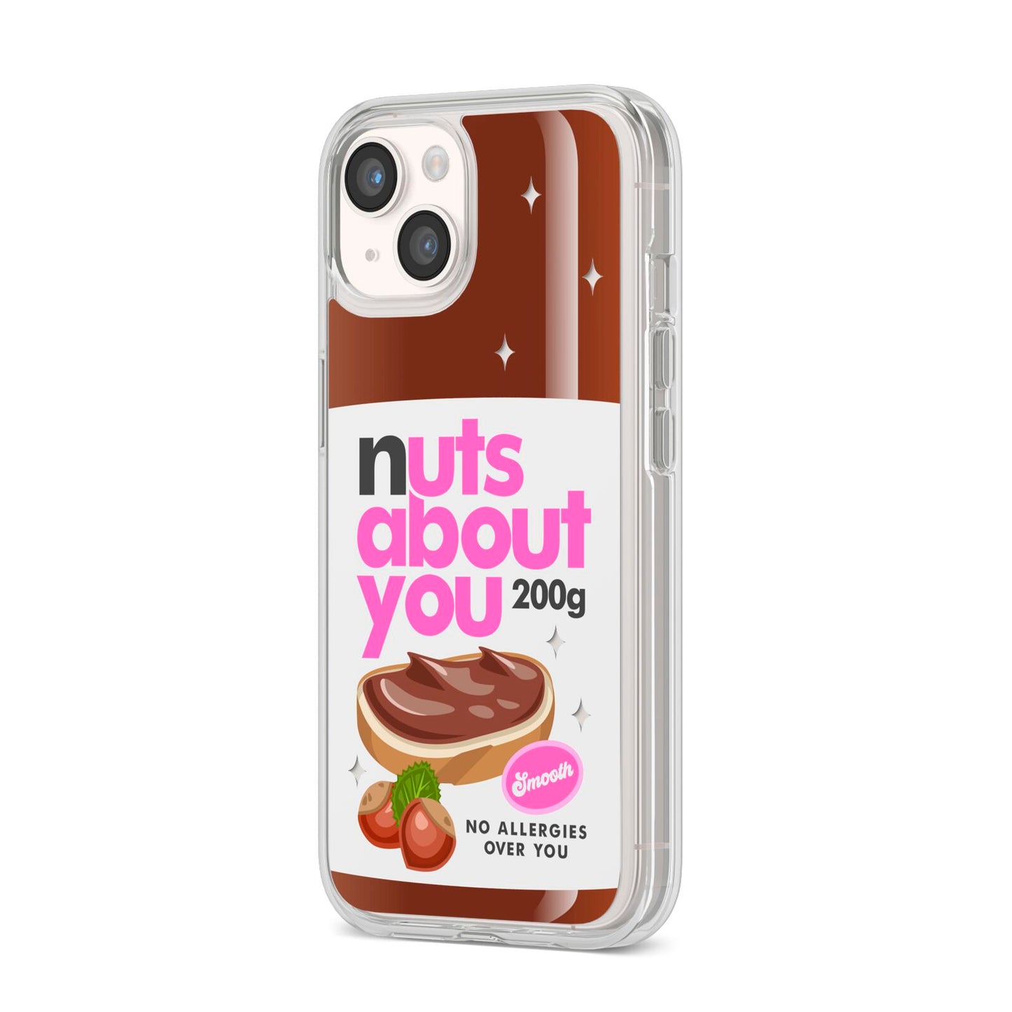 Nuts About You iPhone 14 Clear Tough Case Starlight Angled Image