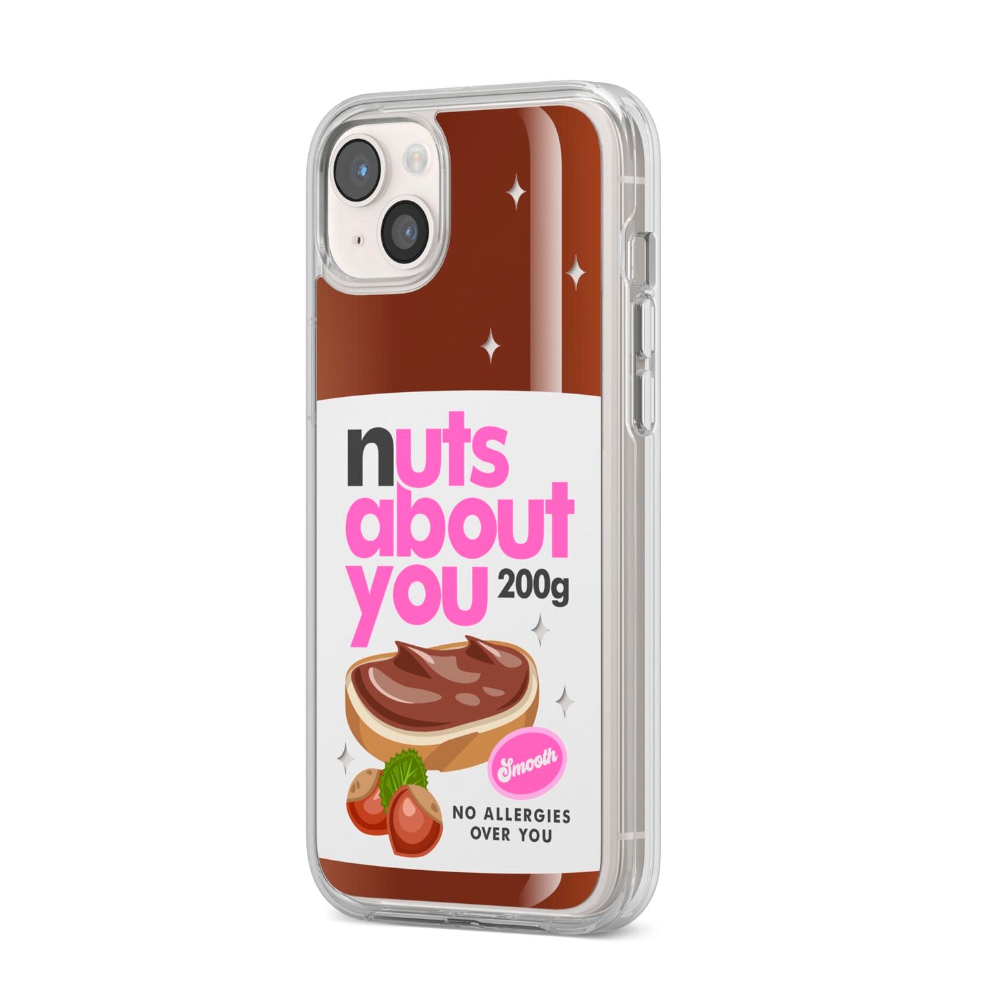 Nuts About You iPhone 14 Plus Clear Tough Case Starlight Angled Image