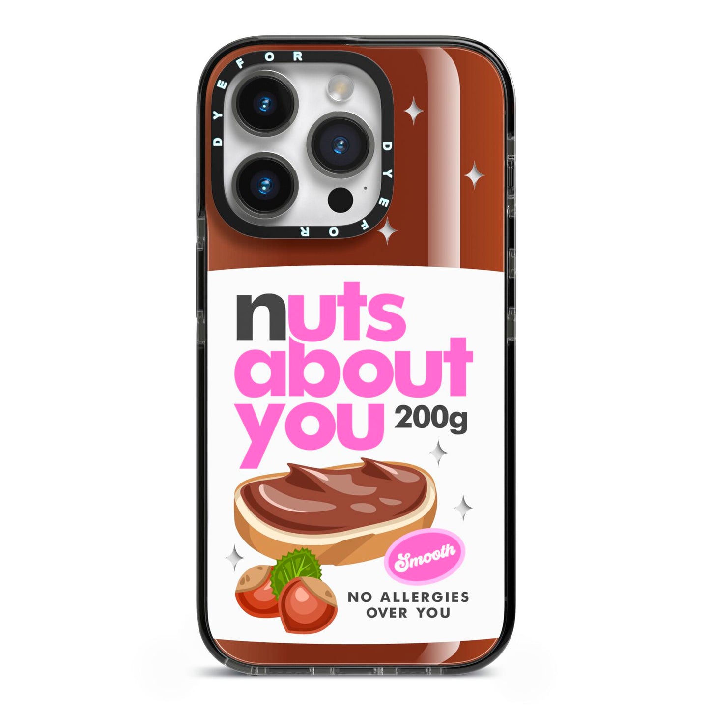 Nuts About You iPhone 14 Pro Black Impact Case on Silver phone