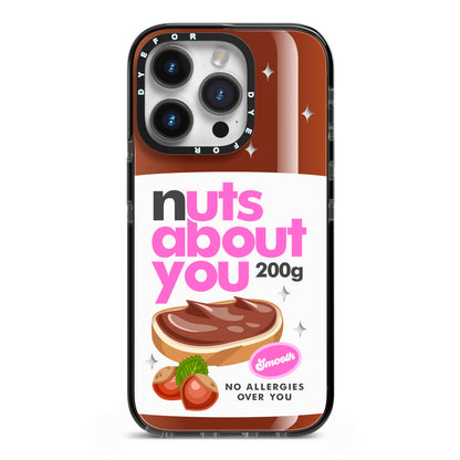 Nuts About You iPhone 14 Pro Black Impact Case on Silver phone