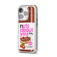 Nuts About You iPhone 14 Pro Glitter Tough Case Silver Angled Image