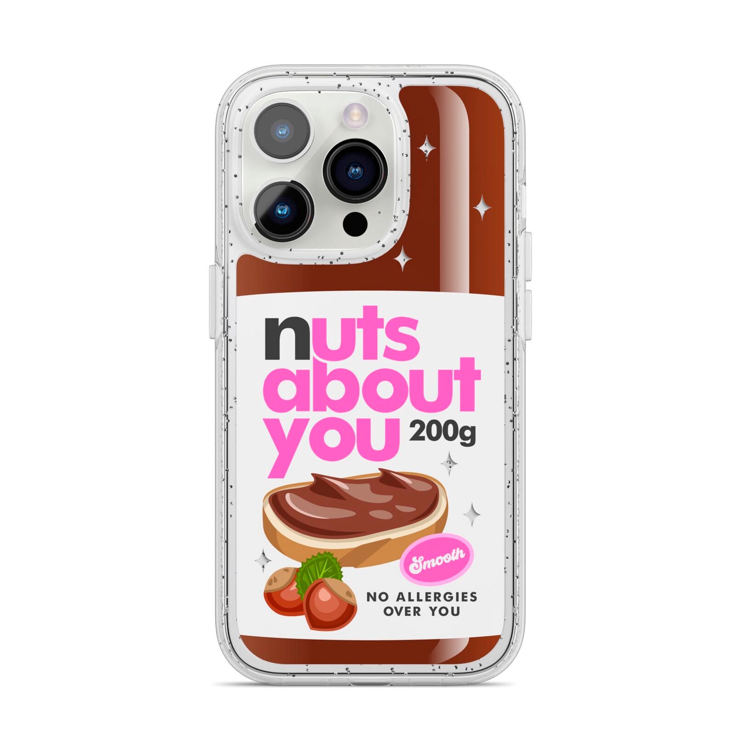 Nuts About You iPhone 14 Pro Glitter Tough Case Silver