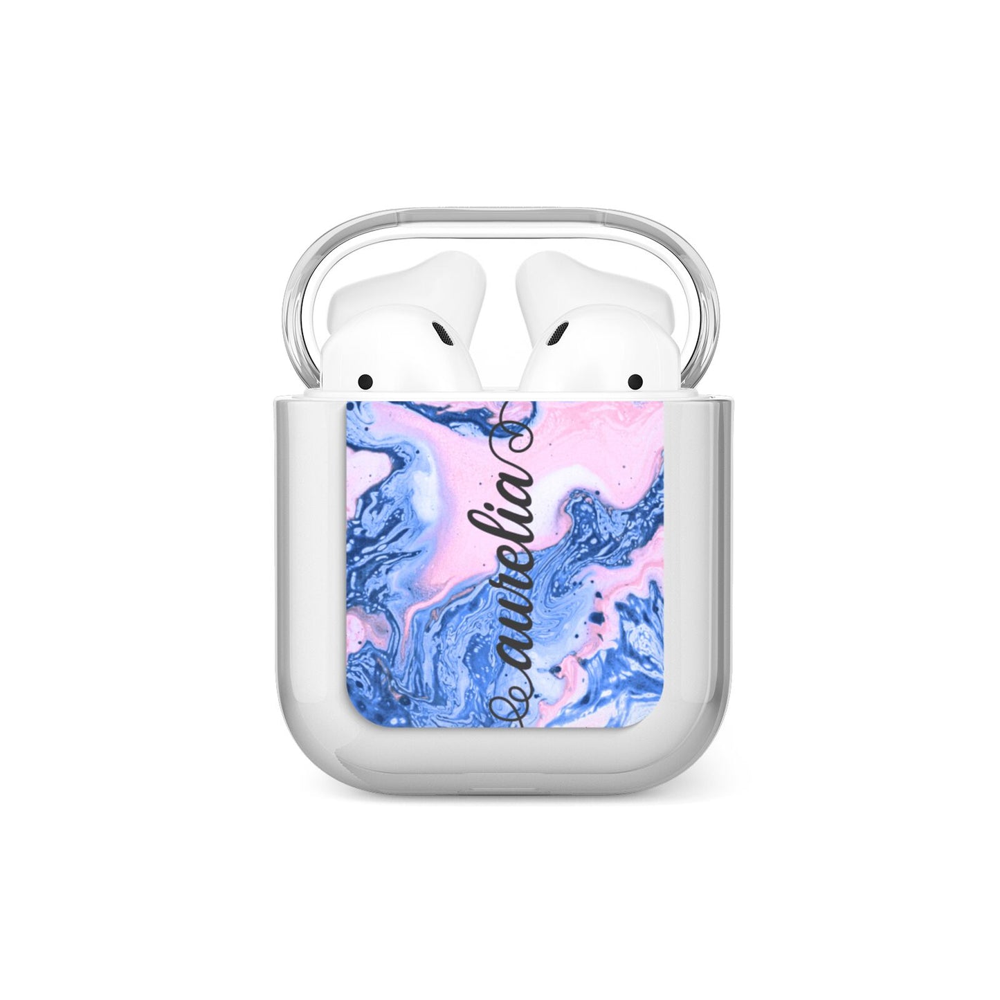 Ocean Blue and Pink Marble AirPods Case