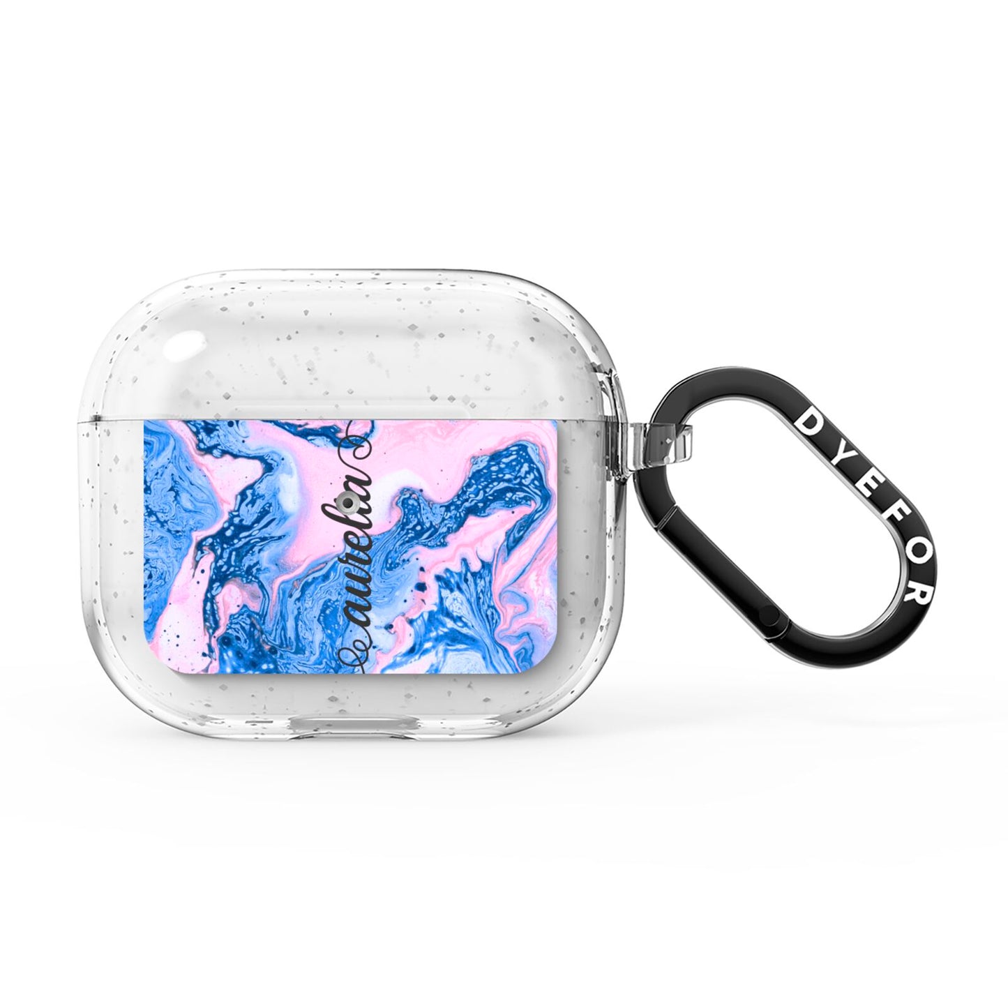 Ocean Blue and Pink Marble AirPods Glitter Case 3rd Gen