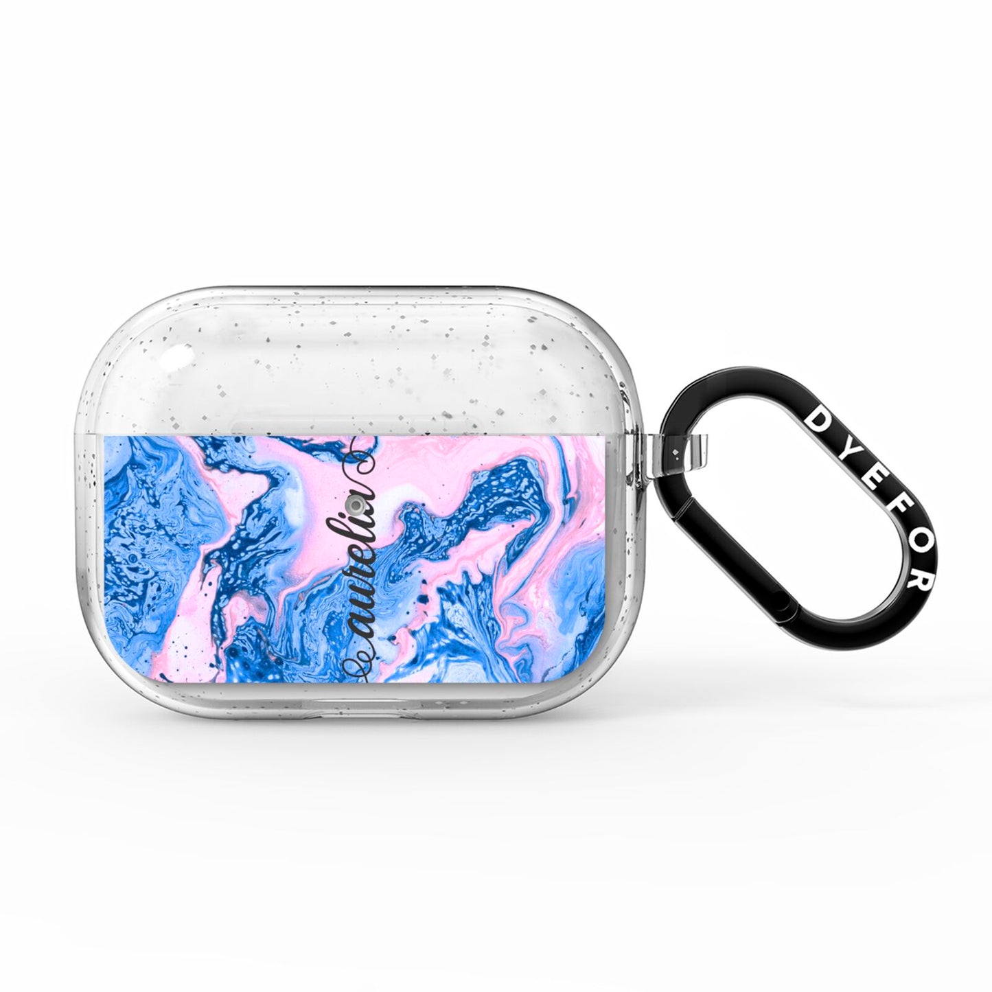 Ocean Blue and Pink Marble AirPods Pro Glitter Case