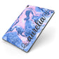 Ocean Blue and Pink Marble Apple iPad Case on Grey iPad Side View