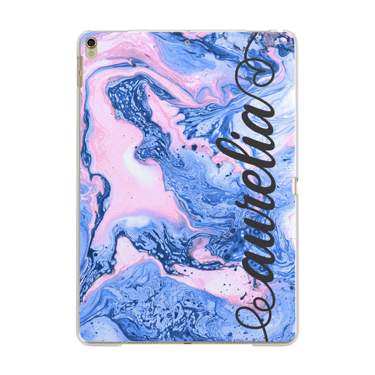 Ocean Blue and Pink Marble Apple iPad Gold Case