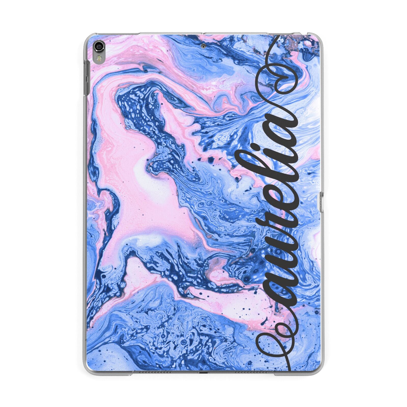 Ocean Blue and Pink Marble Apple iPad Grey Case
