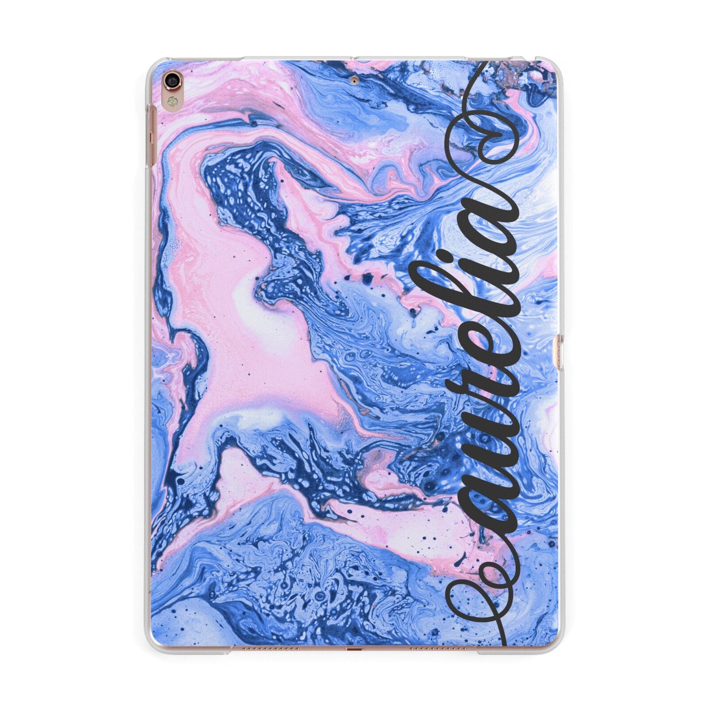 Ocean Blue and Pink Marble Apple iPad Rose Gold Case