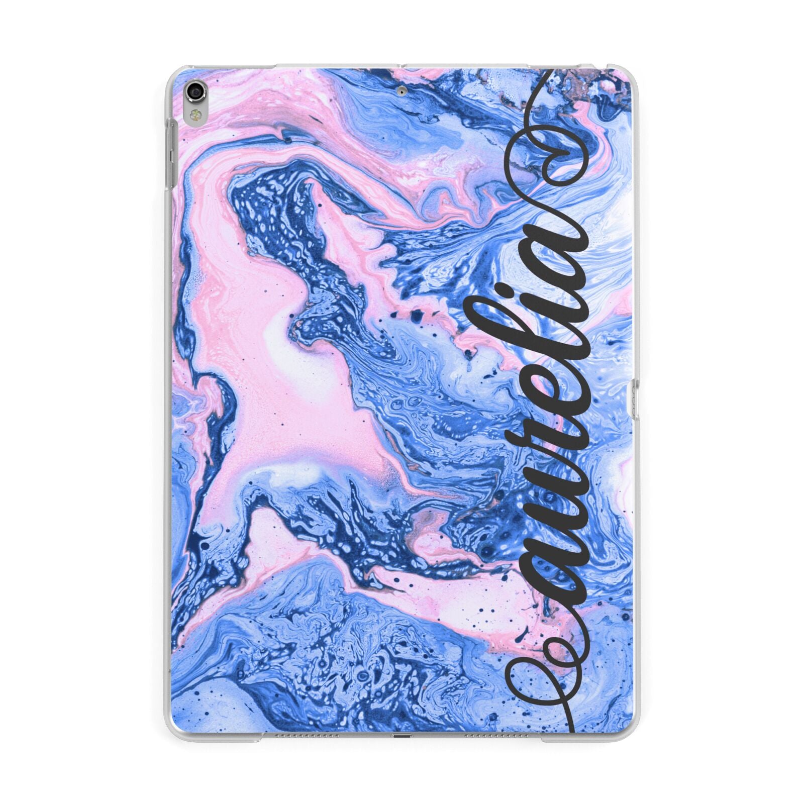 Ocean Blue and Pink Marble Apple iPad Silver Case