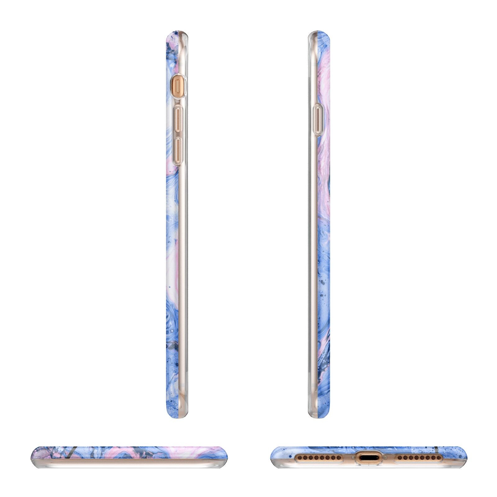 Ocean Blue and Pink Marble Apple iPhone 7 8 Plus 3D Wrap Tough Case Alternative Image Angles