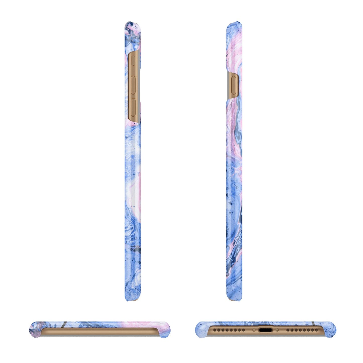 Ocean Blue and Pink Marble Apple iPhone 7 Plus 3D Wrap Snap Case Angled Images