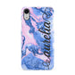 Ocean Blue and Pink Marble Apple iPhone XR White 3D Snap Case