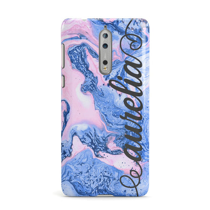 Ocean Blue and Pink Marble Nokia Case