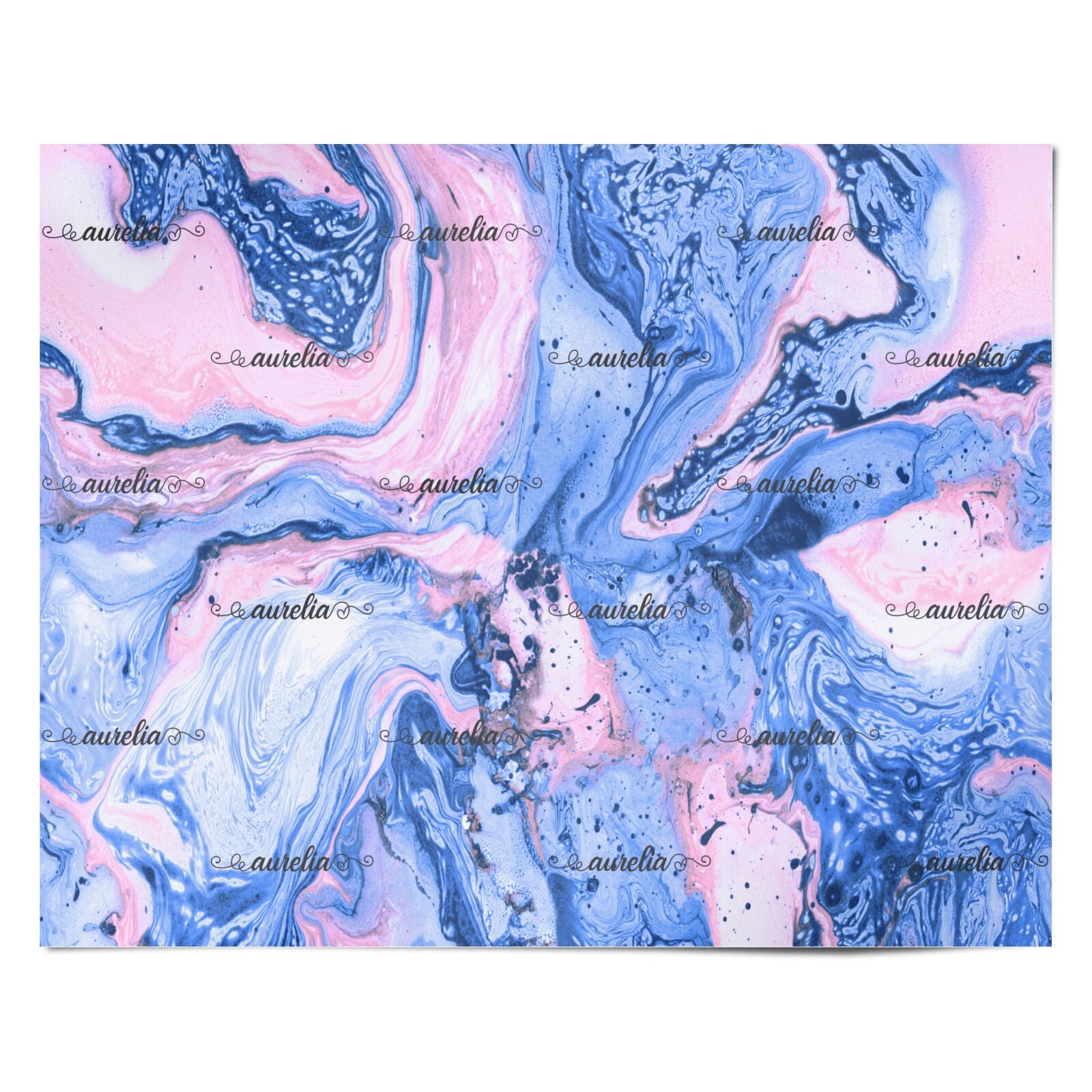 Ocean Blue and Pink Marble Personalised Wrapping Paper Alternative