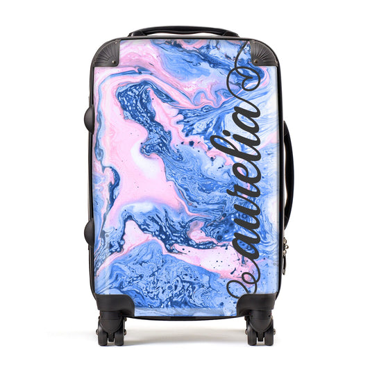 Ocean Blue and Pink Marble Suitcase