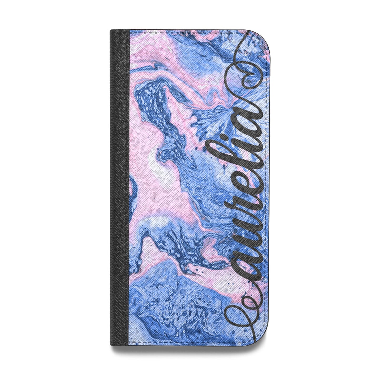 Ocean Blue and Pink Marble Vegan Leather Flip Samsung Case
