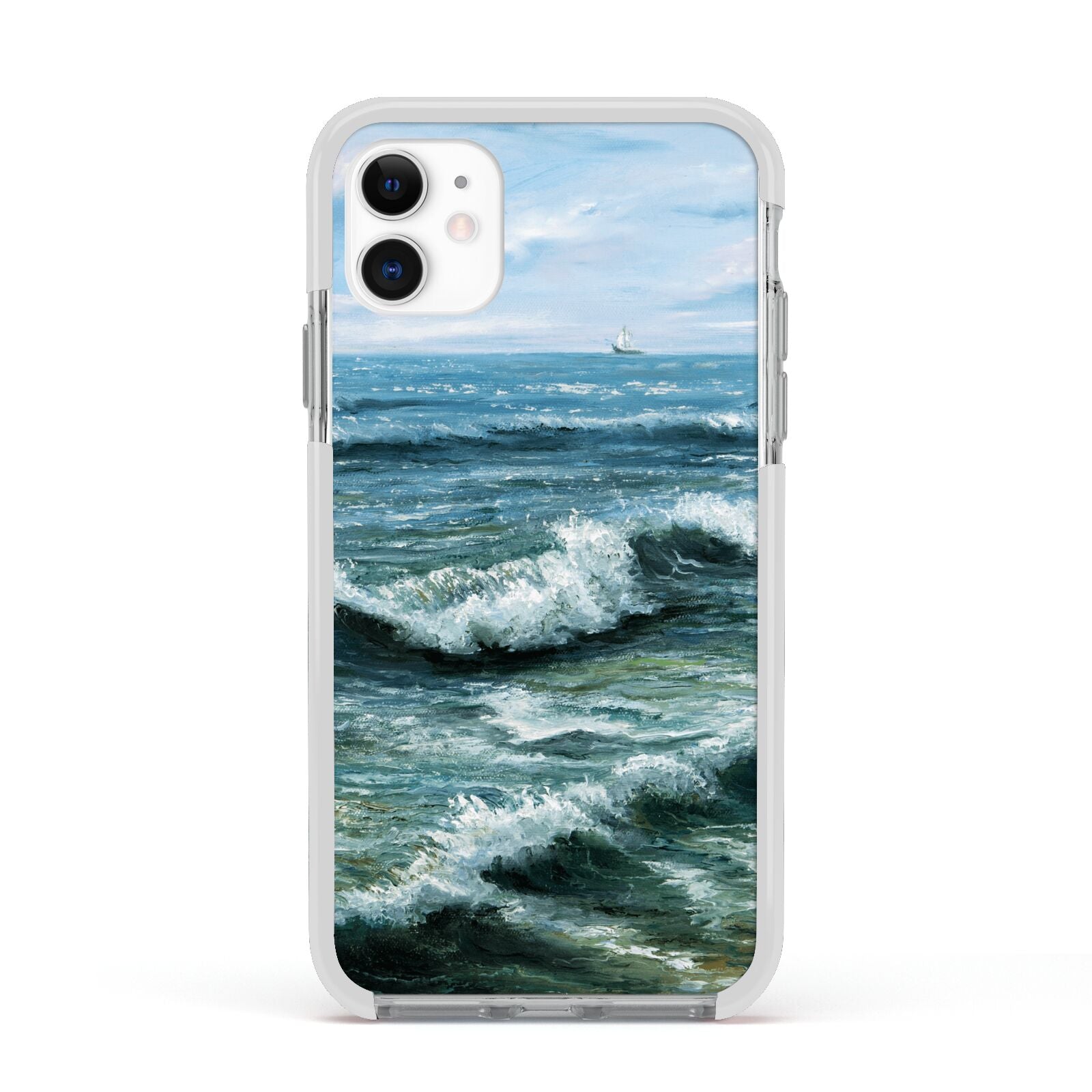 Ocean Brush Stroke Apple iPhone 11 in White with White Impact Case