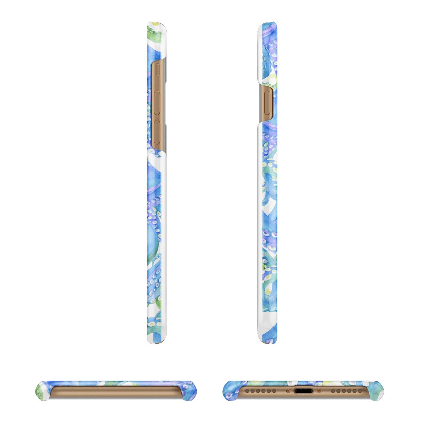 Octopus Apple iPhone 7 8 3D Wrap Snap Case Angled Images