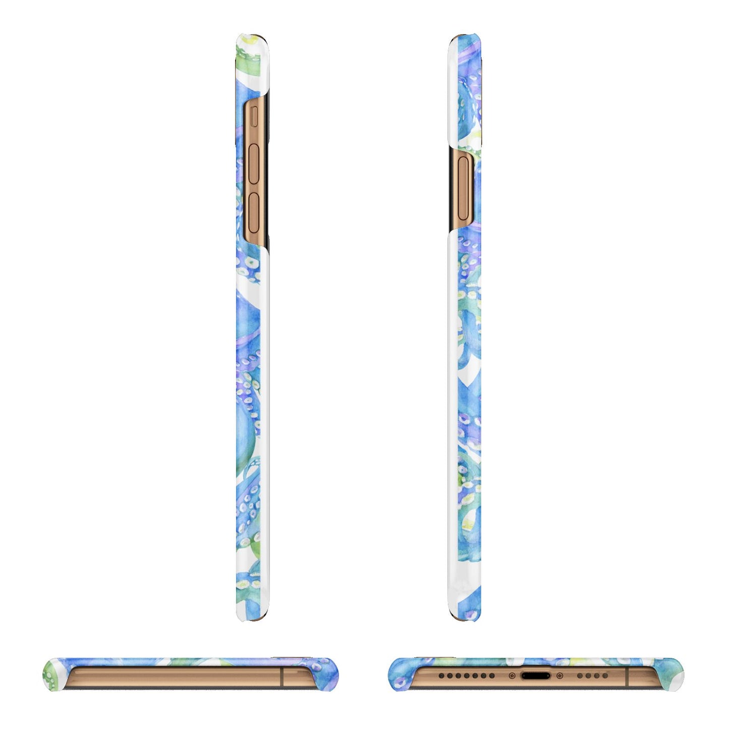 Octopus Apple iPhone Xs Max 3D Wrap Snap Case Angled Images