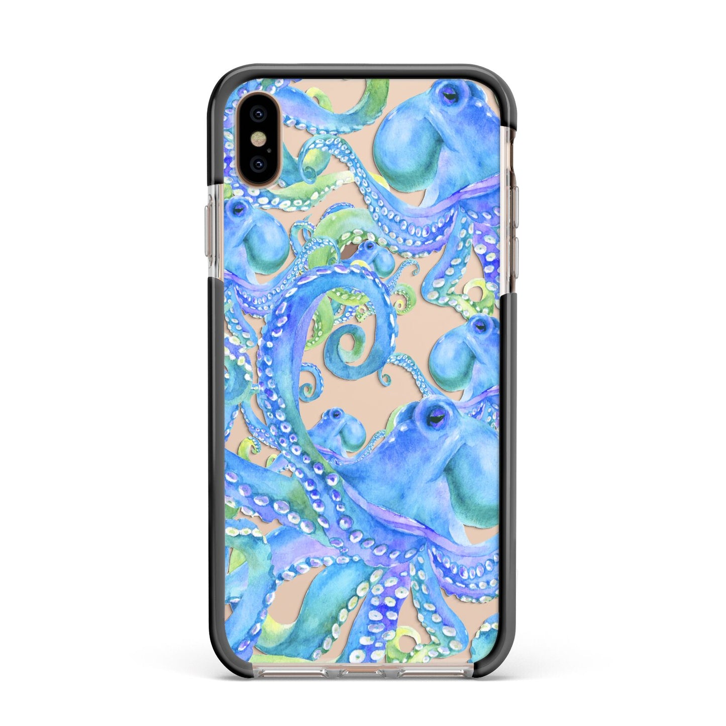 Octopus Apple iPhone Xs Max Impact Case Black Edge on Gold Phone