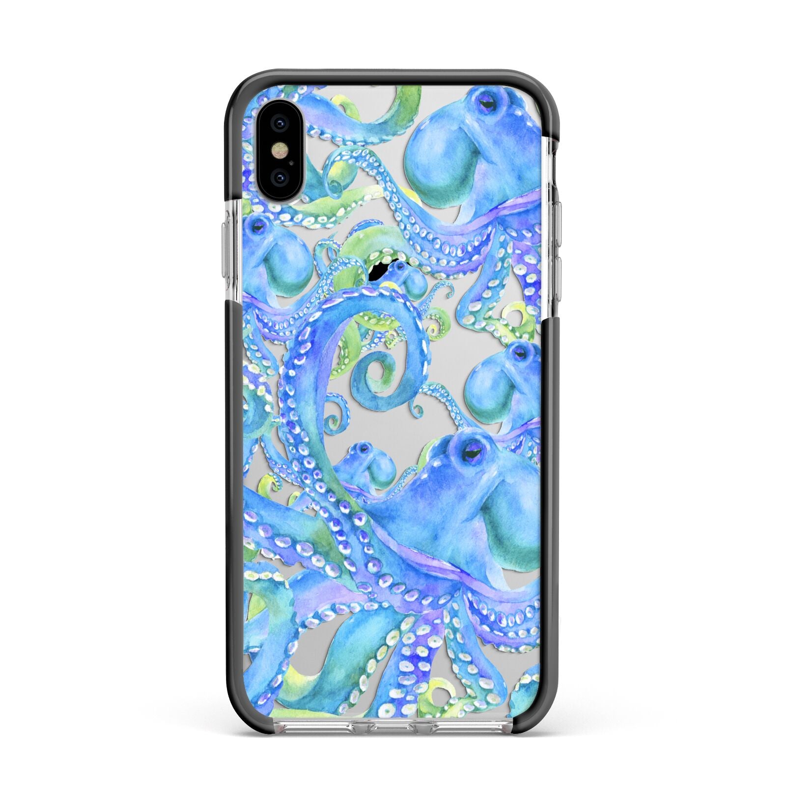 Octopus Apple iPhone Xs Max Impact Case Black Edge on Silver Phone