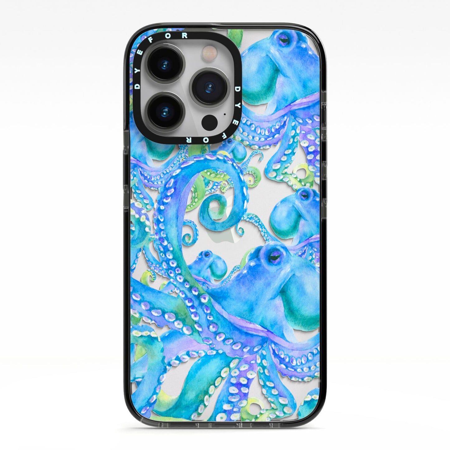 Octopus iPhone 13 Pro Black Impact Case on Silver phone