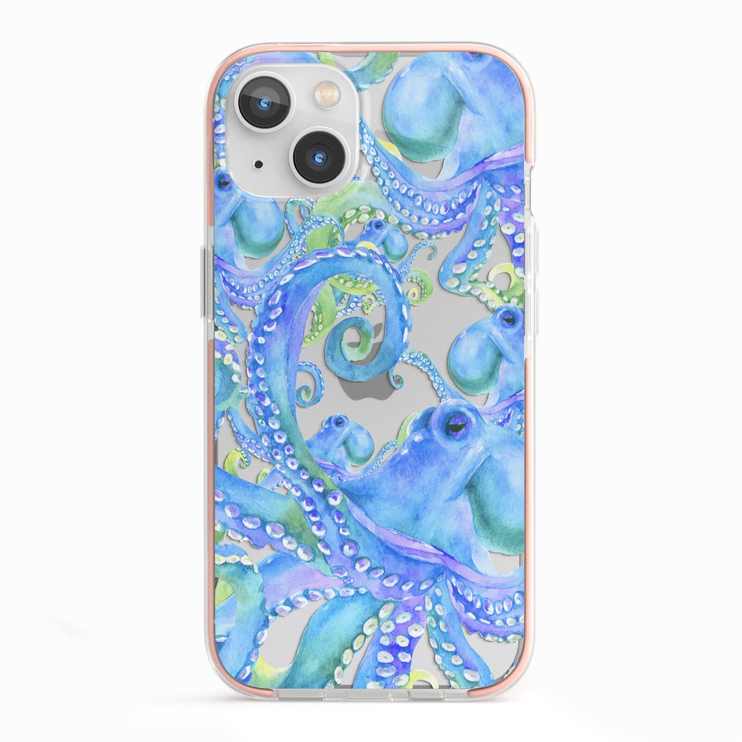 Octopus iPhone 13 TPU Impact Case with Pink Edges