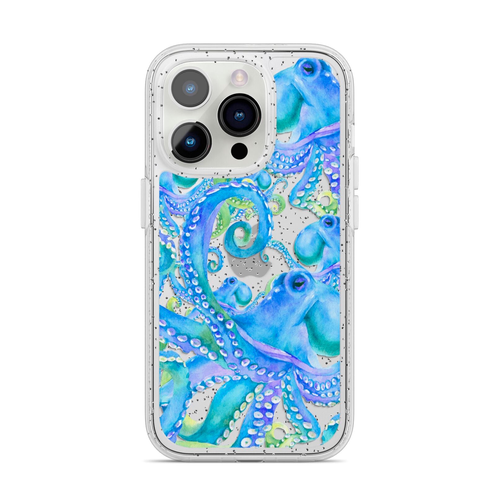 Octopus iPhone 14 Pro Glitter Tough Case Silver