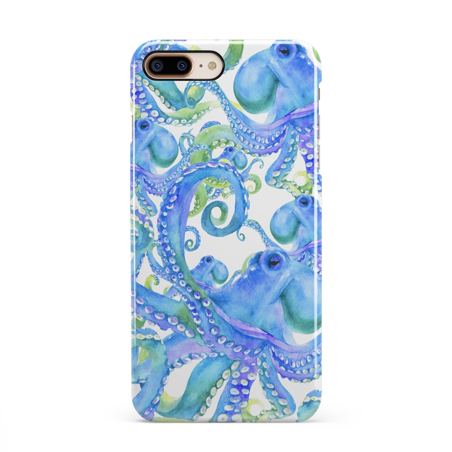 Octopus iPhone 8 Plus 3D Snap Case on Gold Phone
