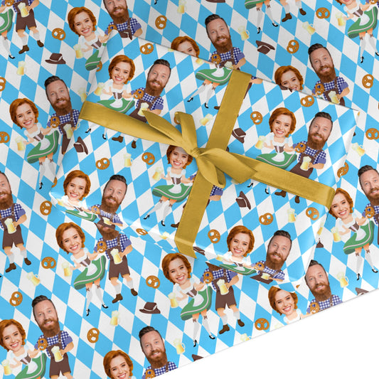 Oktoberfest Personalised Couples Face Custom Wrapping Paper