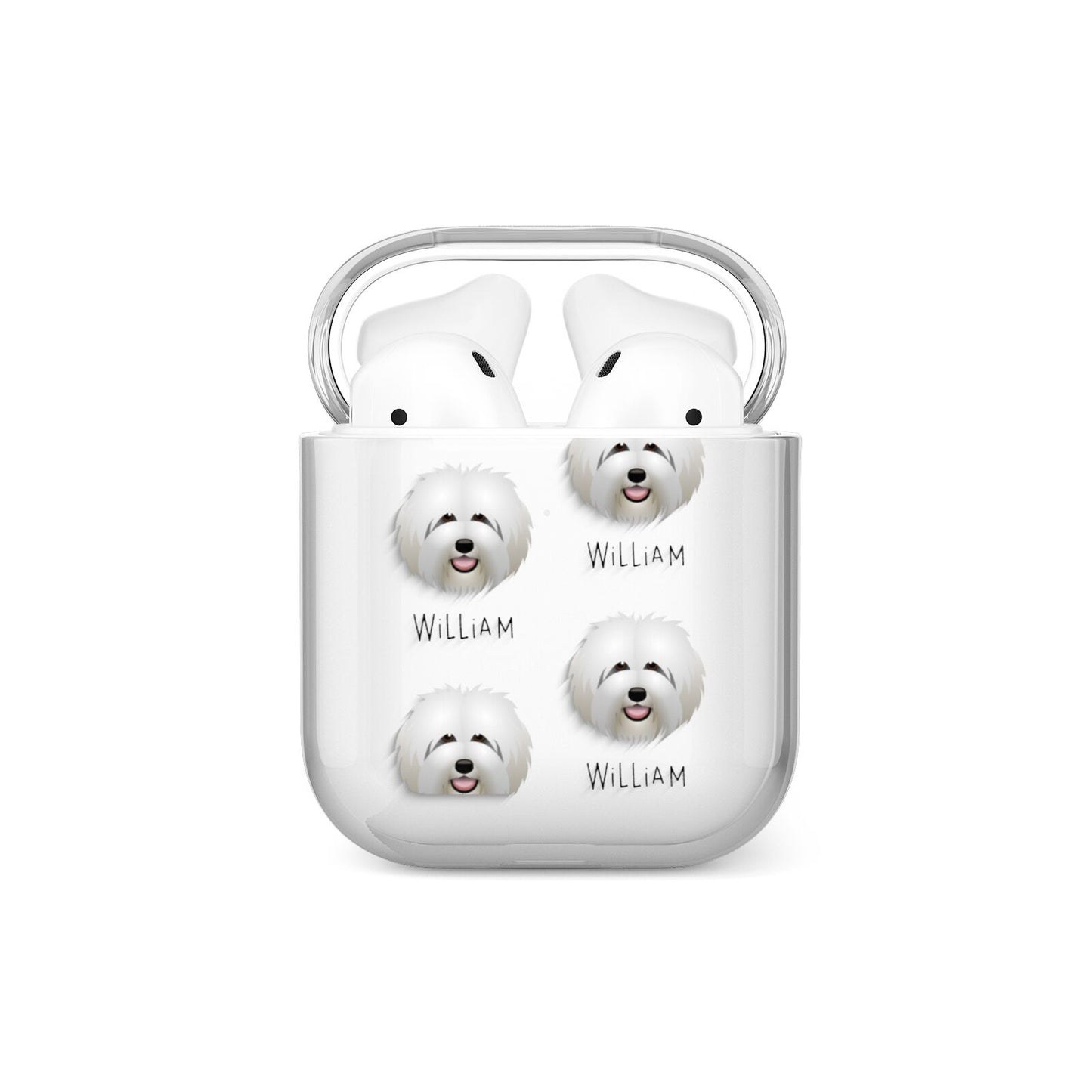 Old English Sheepdog Icon with Name AirPods Case
