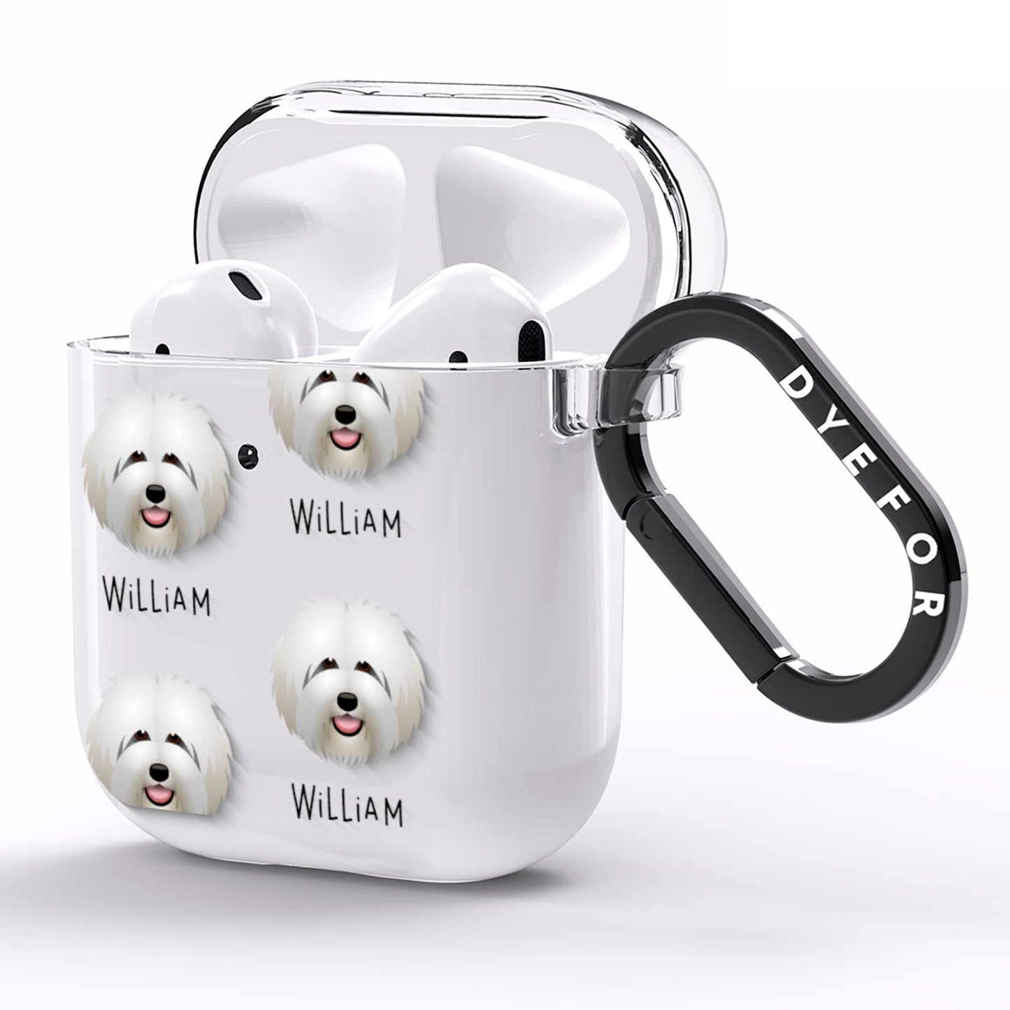 Old English Sheepdog Icon with Name AirPods Clear Case Side Image