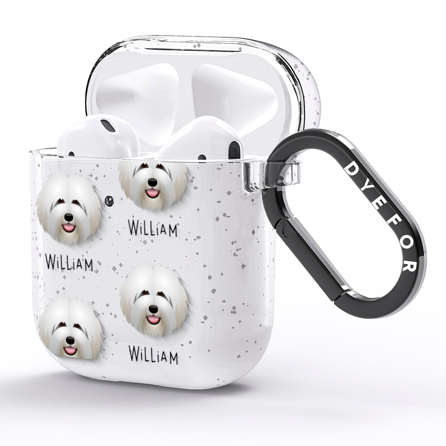 Old English Sheepdog Icon with Name AirPods Glitter Case Side Image