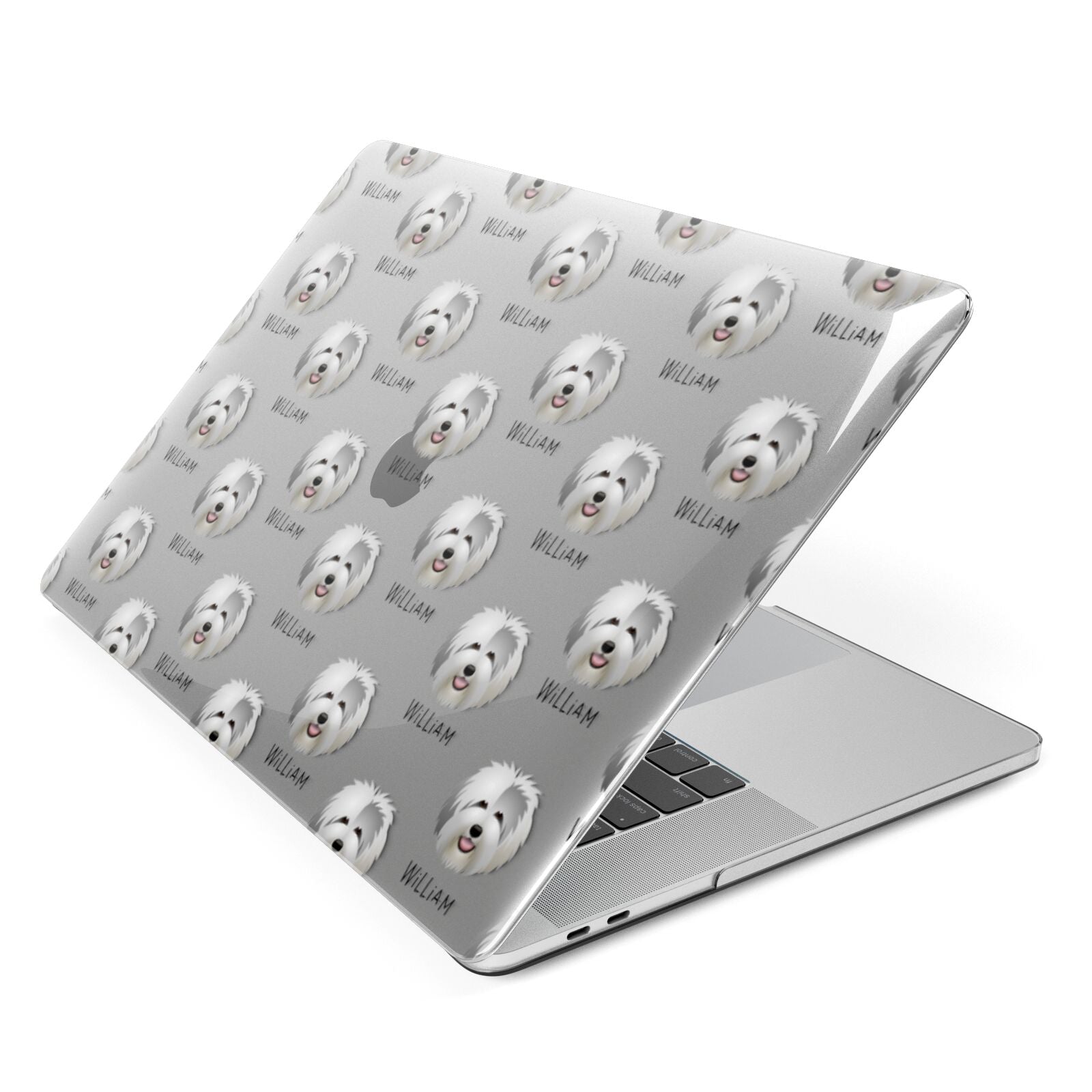 Old English Sheepdog Icon with Name Apple MacBook Case Side View