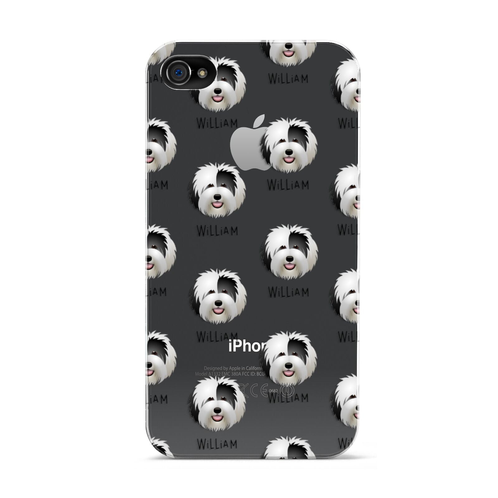 Old English Sheepdog Icon with Name Apple iPhone 4s Case