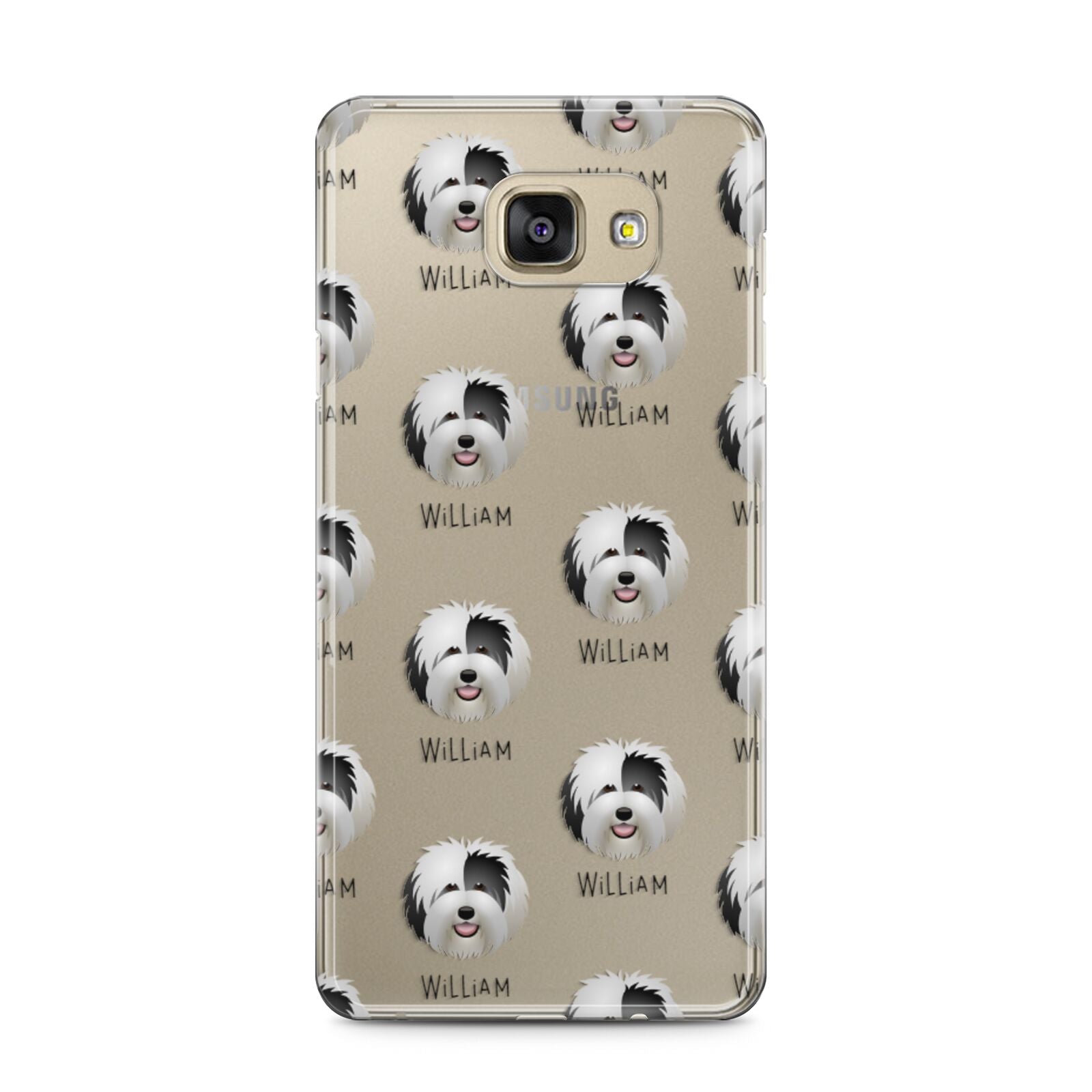 Old English Sheepdog Icon with Name Samsung Galaxy A5 2016 Case on gold phone