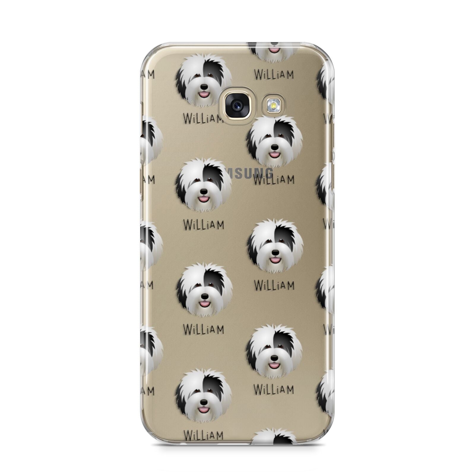 Old English Sheepdog Icon with Name Samsung Galaxy A5 2017 Case on gold phone