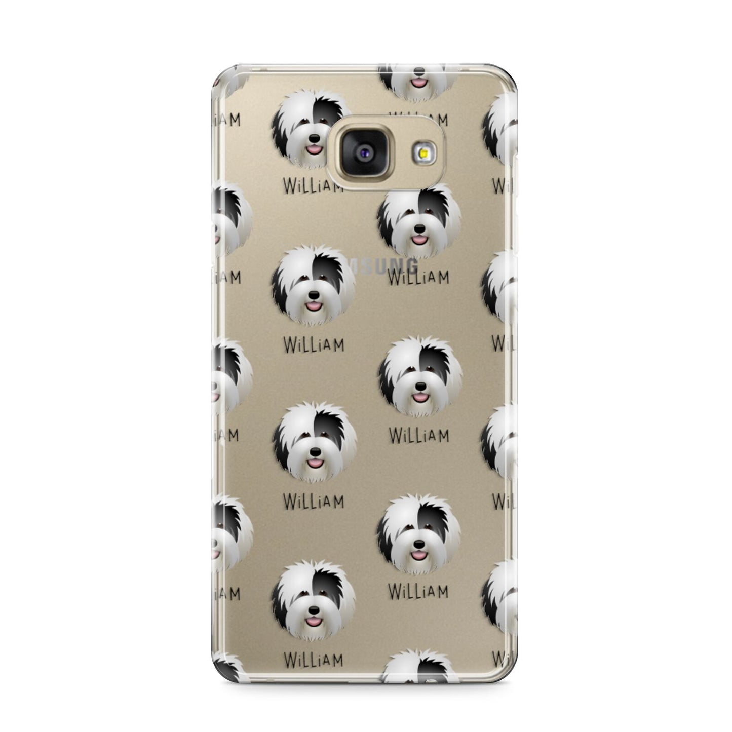 Old English Sheepdog Icon with Name Samsung Galaxy A9 2016 Case on gold phone