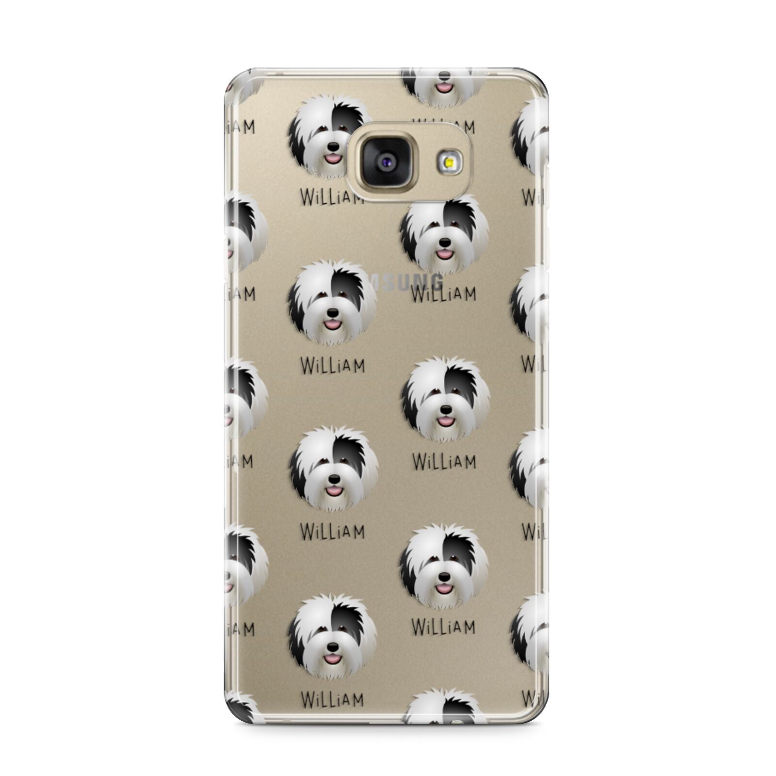 Old English Sheepdog Icon with Name Samsung Galaxy A9 2016 Case on gold phone