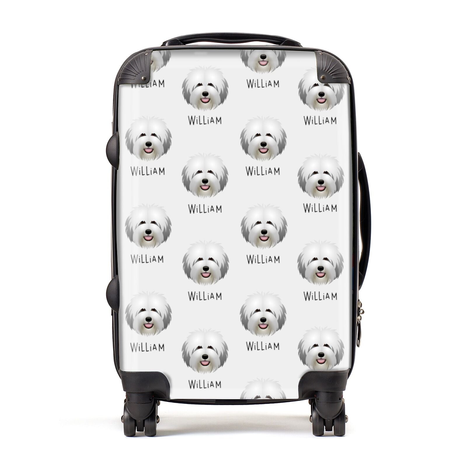 Old English Sheepdog Icon with Name Suitcase