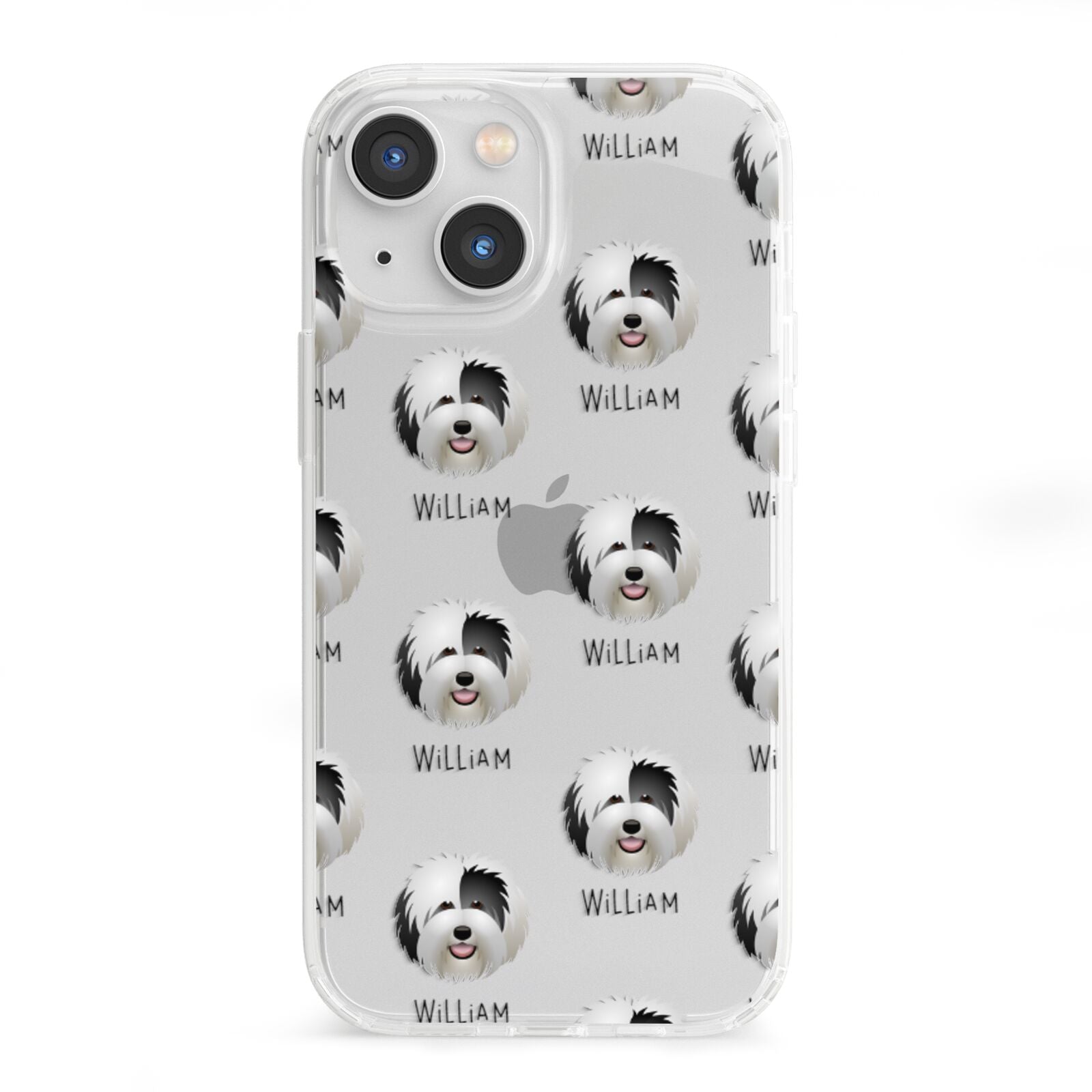 Old English Sheepdog Icon with Name iPhone 13 Mini Clear Bumper Case