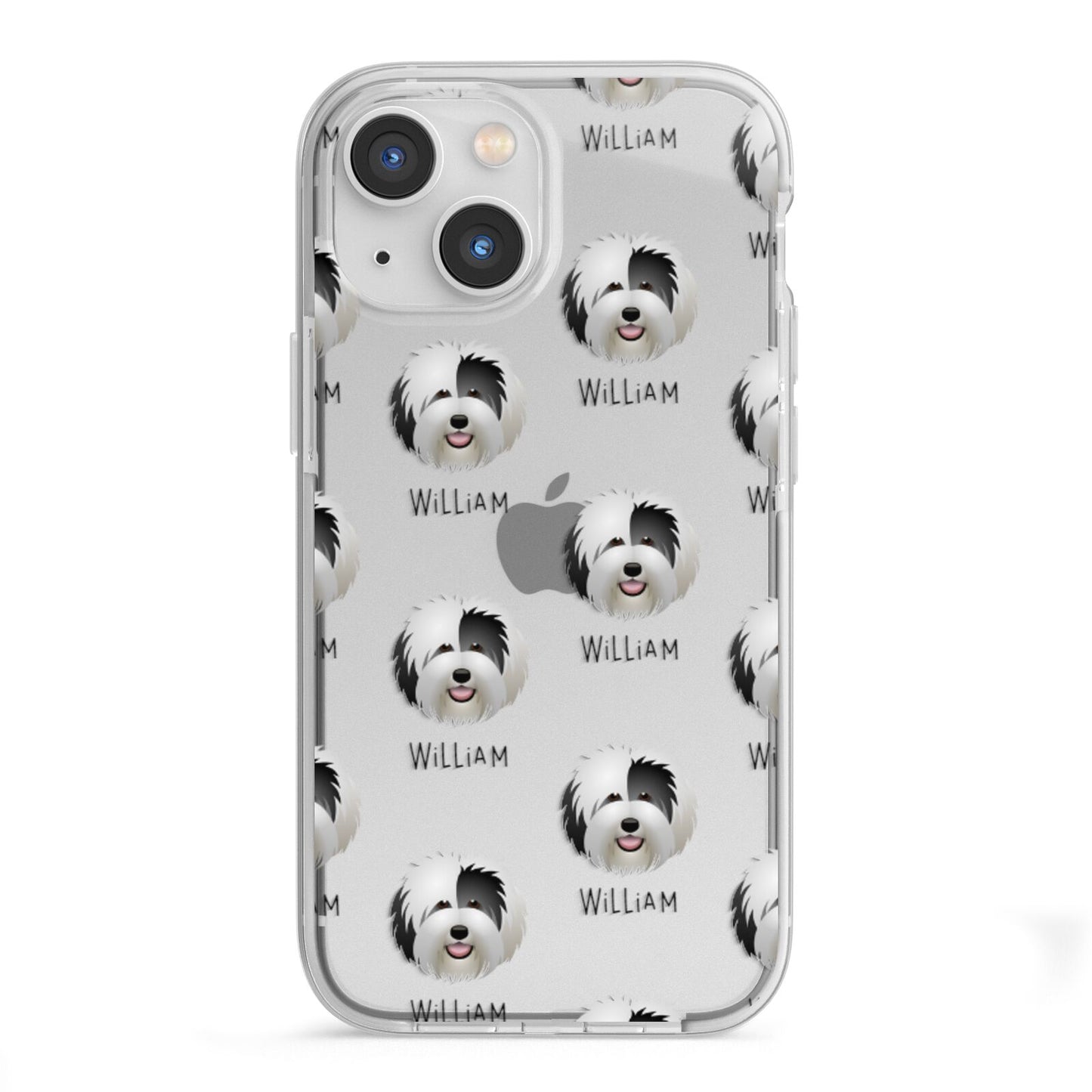 Old English Sheepdog Icon with Name iPhone 13 Mini TPU Impact Case with White Edges