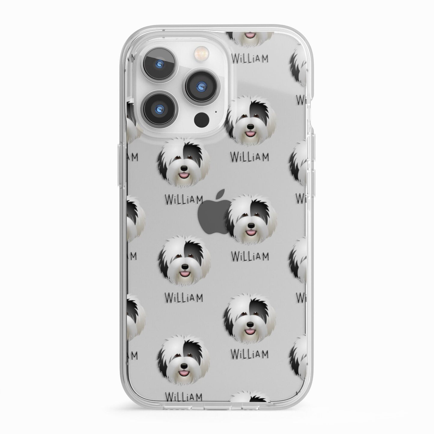Old English Sheepdog Icon with Name iPhone 13 Pro TPU Impact Case with White Edges