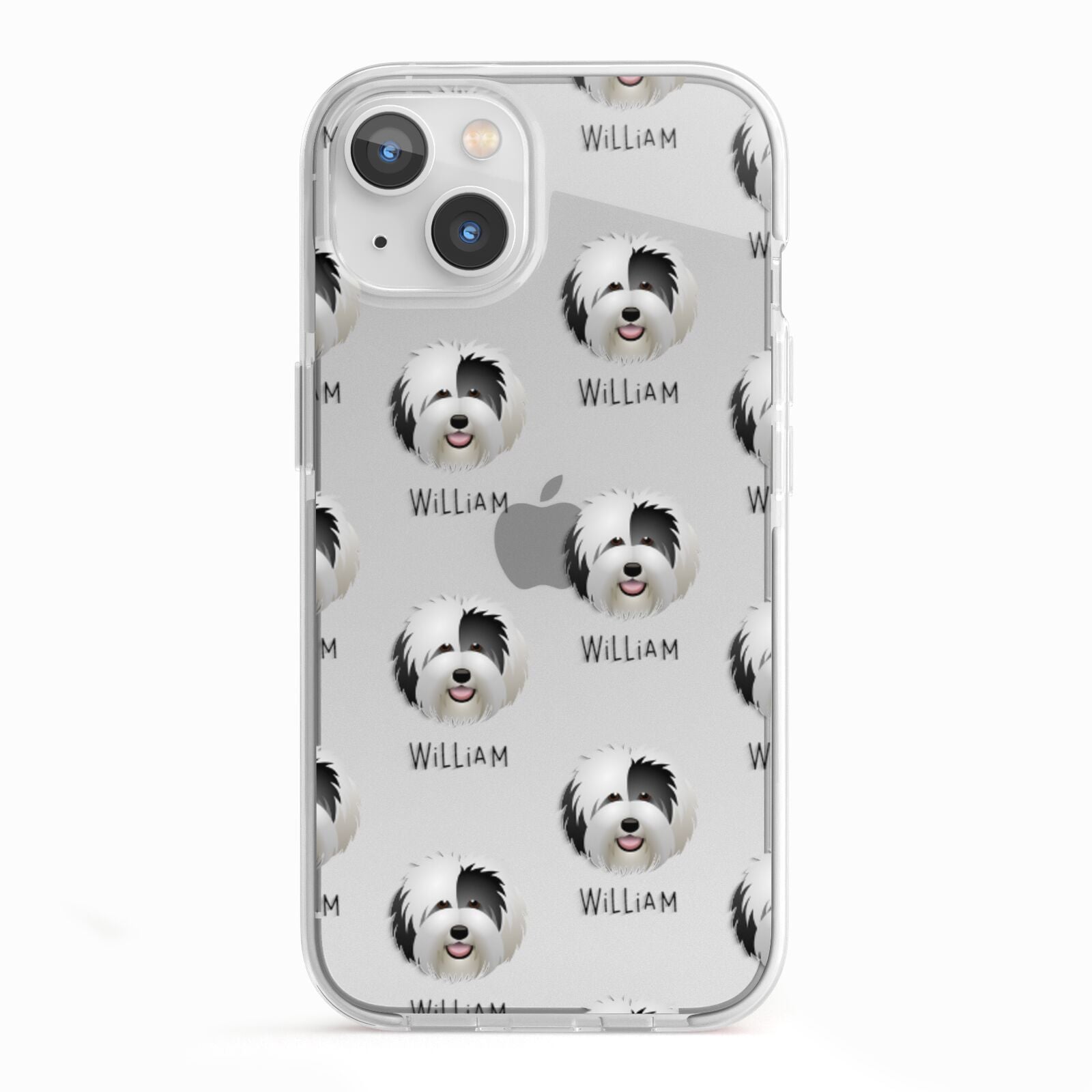 Old English Sheepdog Icon with Name iPhone 13 TPU Impact Case with White Edges