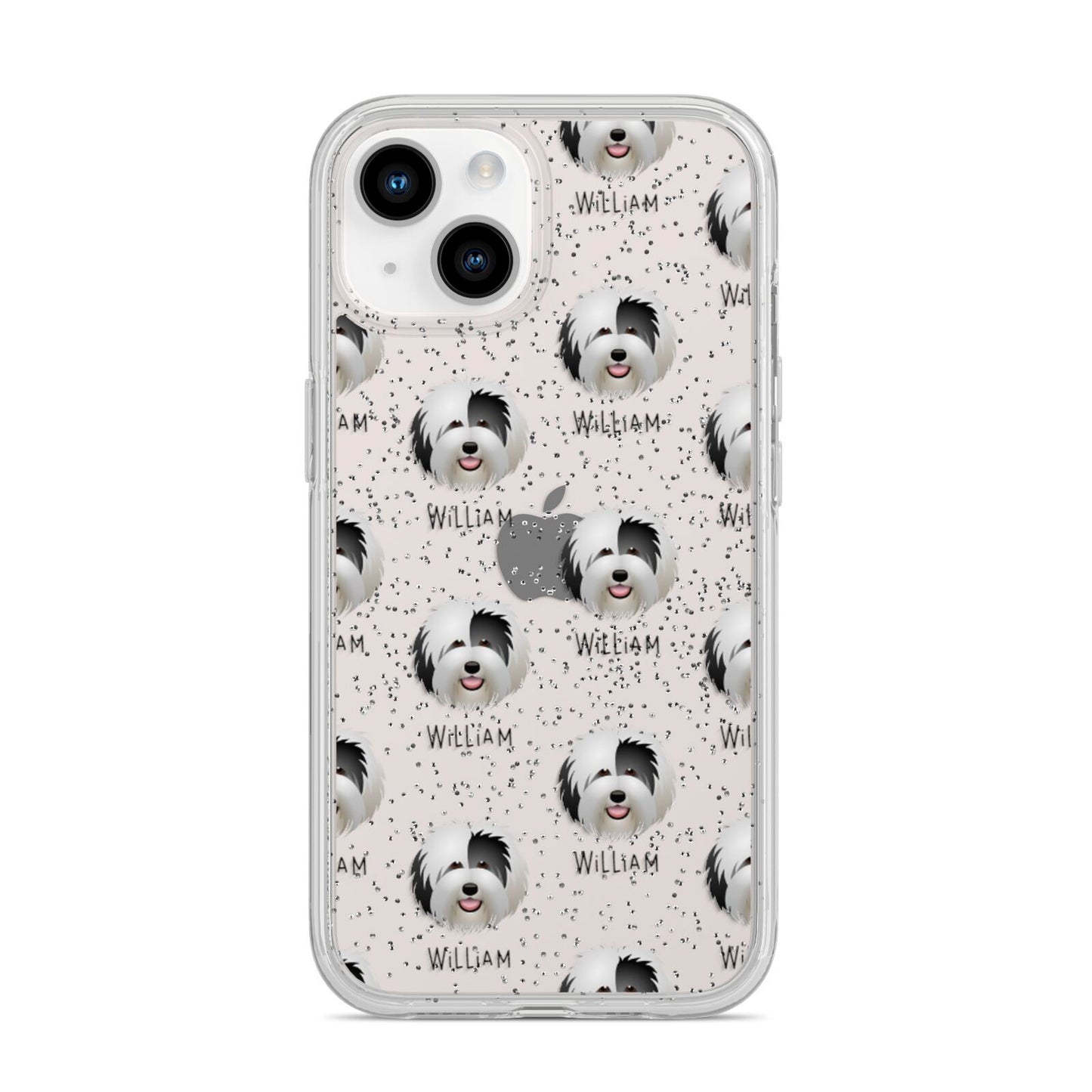Old English Sheepdog Icon with Name iPhone 14 Glitter Tough Case Starlight